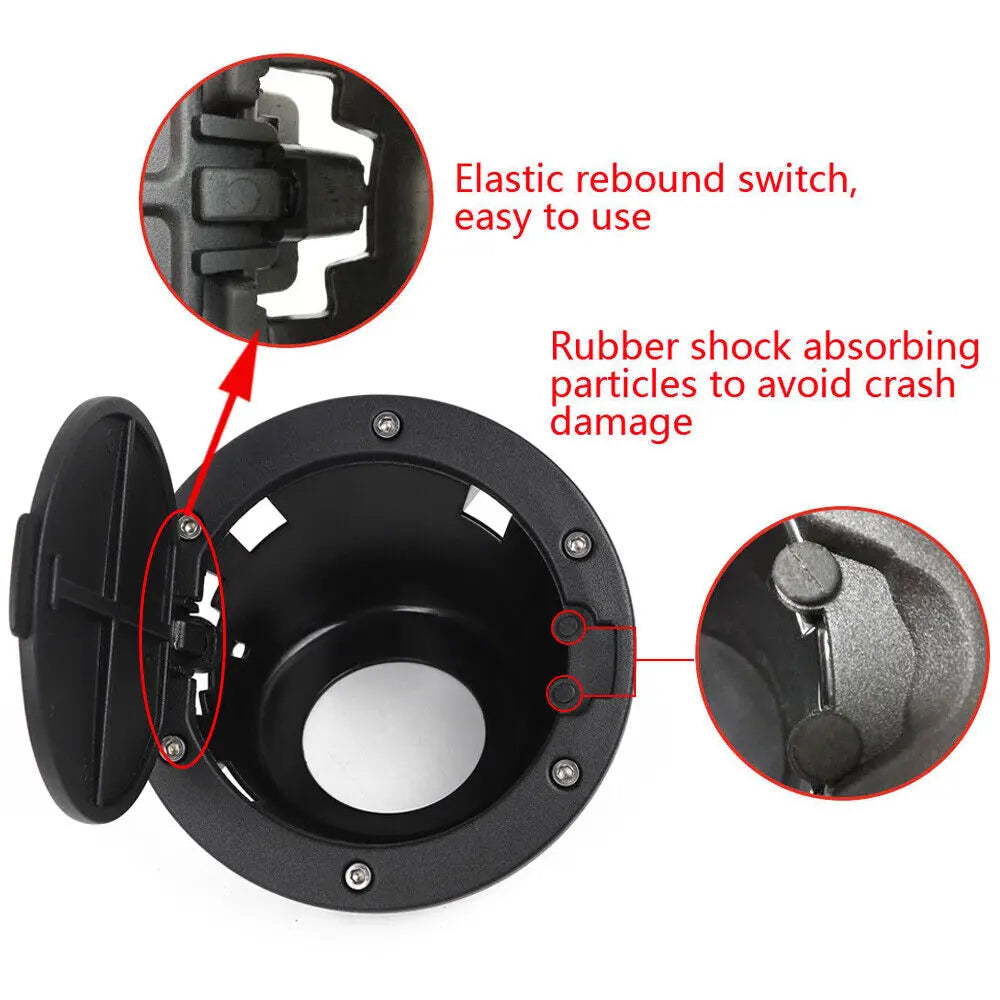 For 2007-2018 Jeep Wrangler JK Gas Tank Cap Fuel Door Cover Trim
