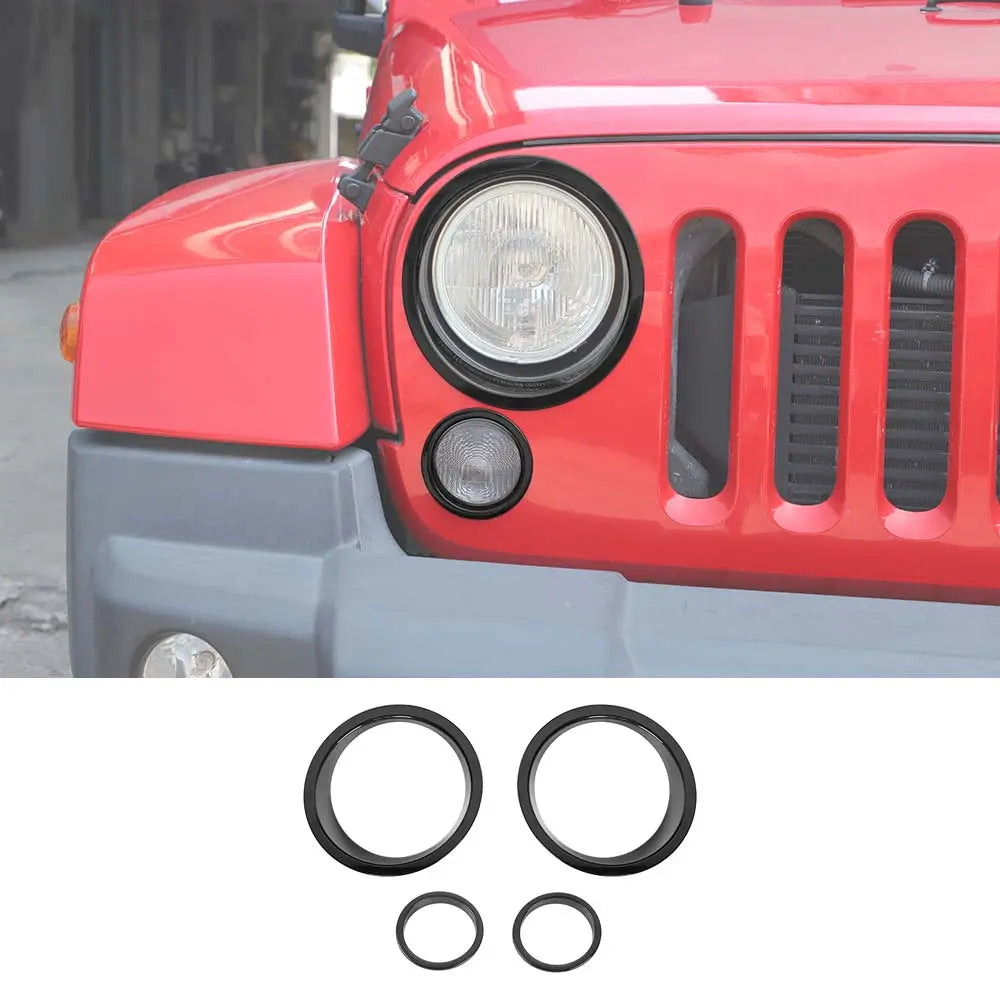 For 2007-2018 Jeep Wrangler JK Headlight Ring/Front Turn Signal Trim Bezels