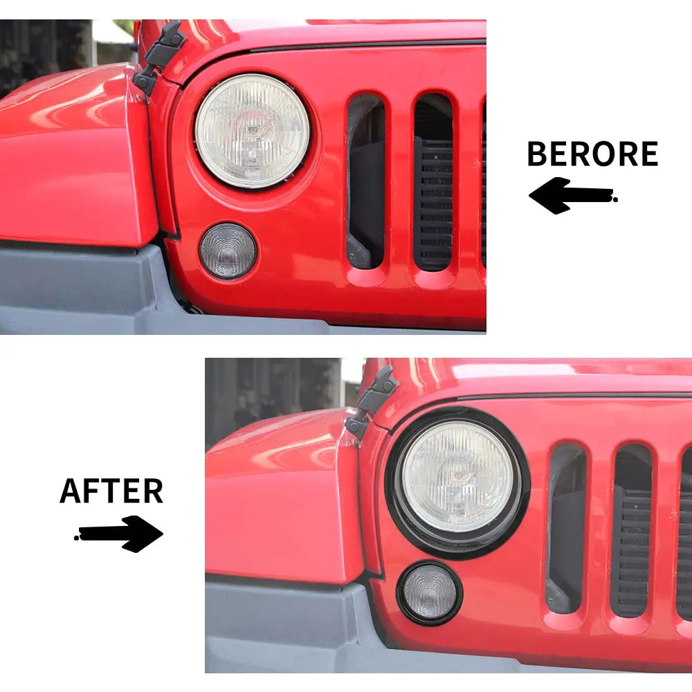 For 2007-2018 Jeep Wrangler JK Headlight Ring/Front Turn Signal Trim Bezels