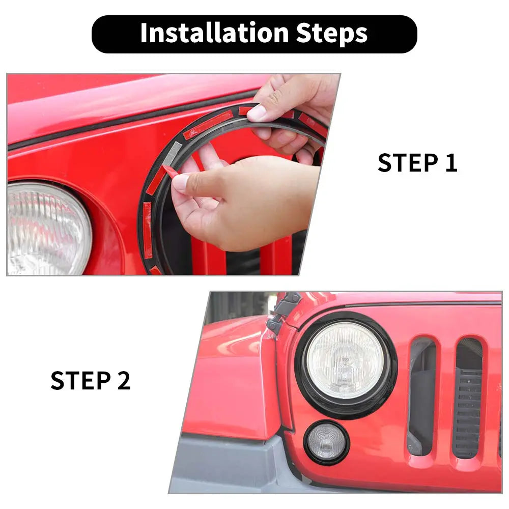 For 2007-2018 Jeep Wrangler JK Headlight Ring/Front Turn Signal Trim Bezels