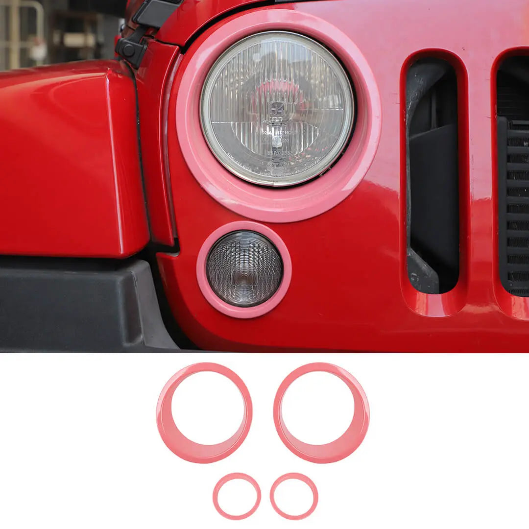 For 2007-2018 Jeep Wrangler JK Headlight Ring/Front Turn Signal Trim Bezels