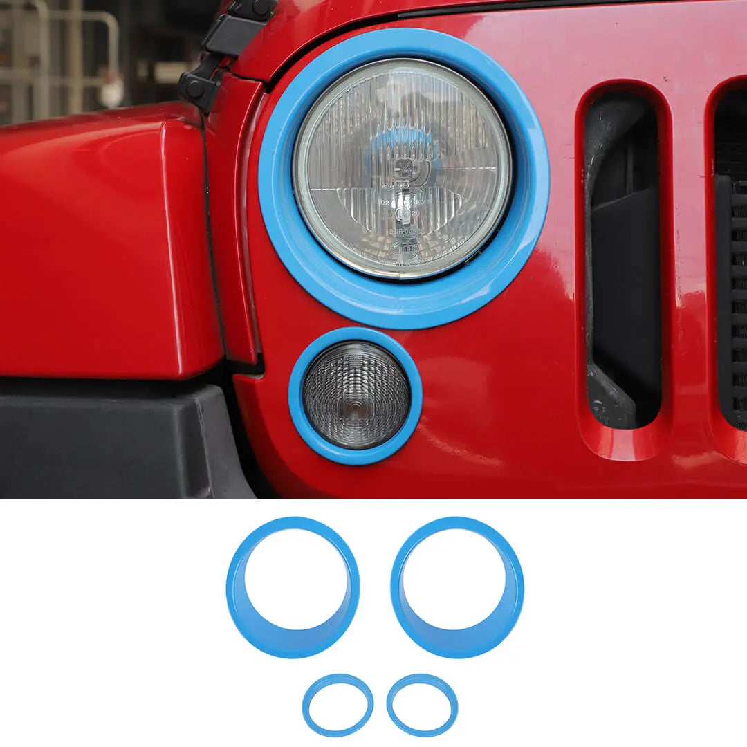 For 2007-2018 Jeep Wrangler JK Headlight Ring/Front Turn Signal Trim Bezels