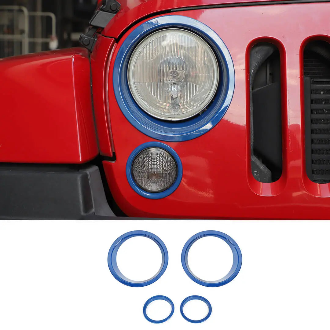 For 2007-2018 Jeep Wrangler JK Headlight Ring/Front Turn Signal Trim Bezels