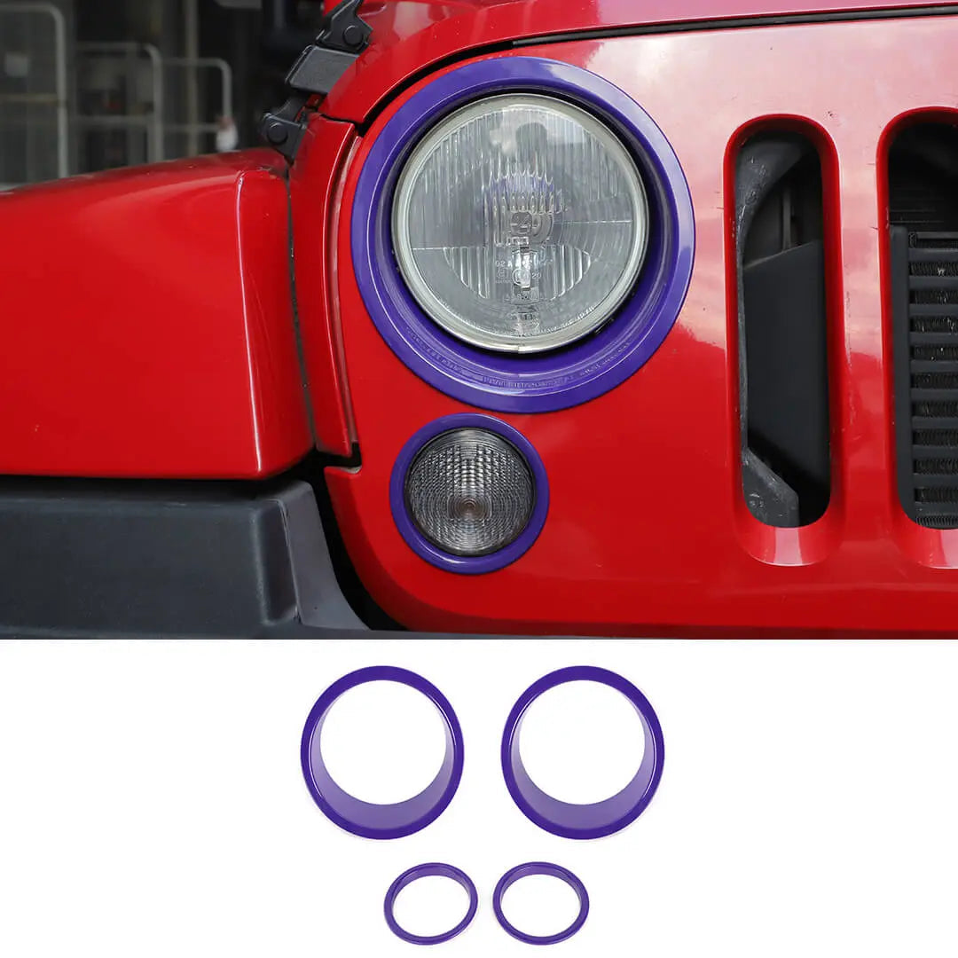For 2007-2018 Jeep Wrangler JK Headlight Ring/Front Turn Signal Trim Bezels