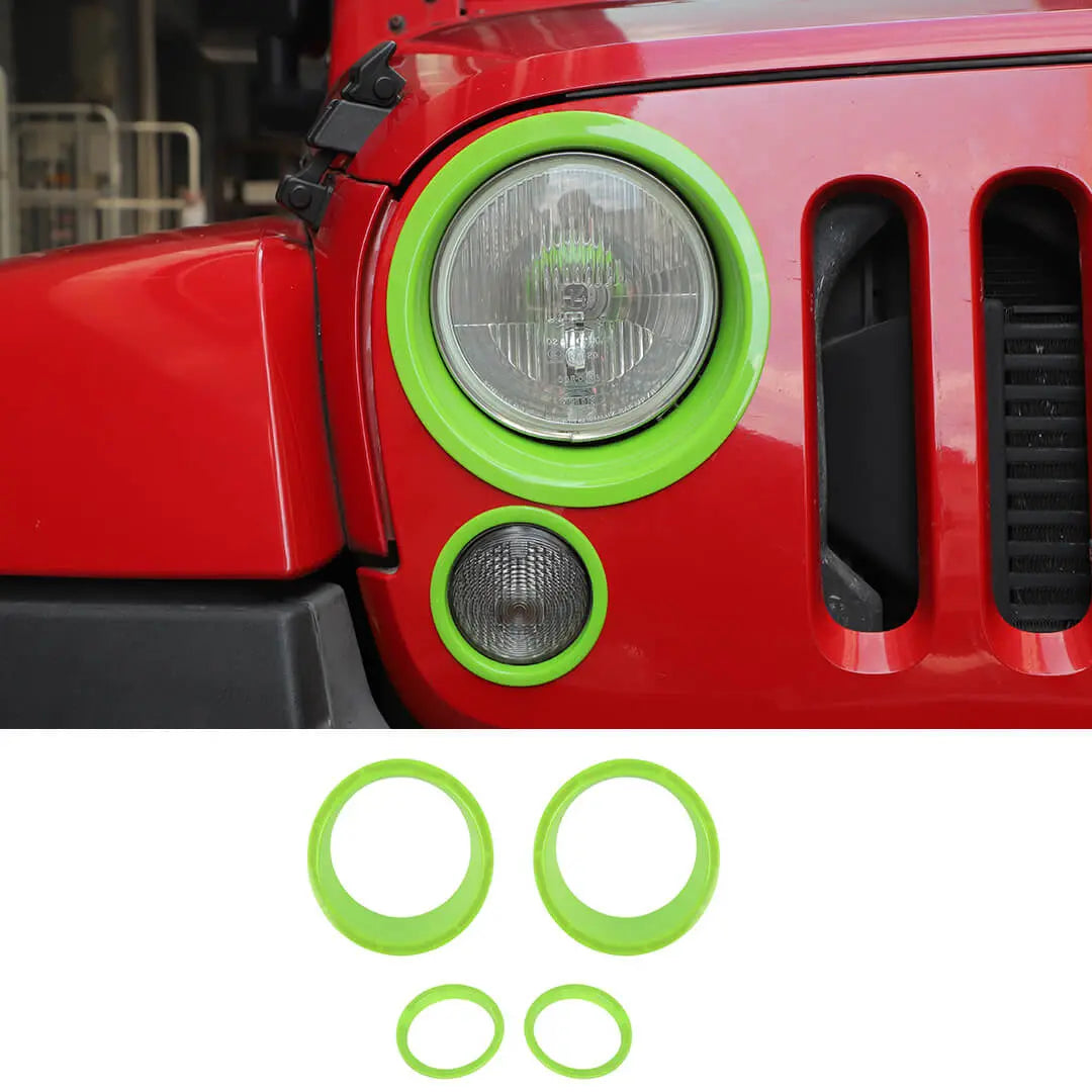 For 2007-2018 Jeep Wrangler JK Headlight Ring/Front Turn Signal Trim Bezels