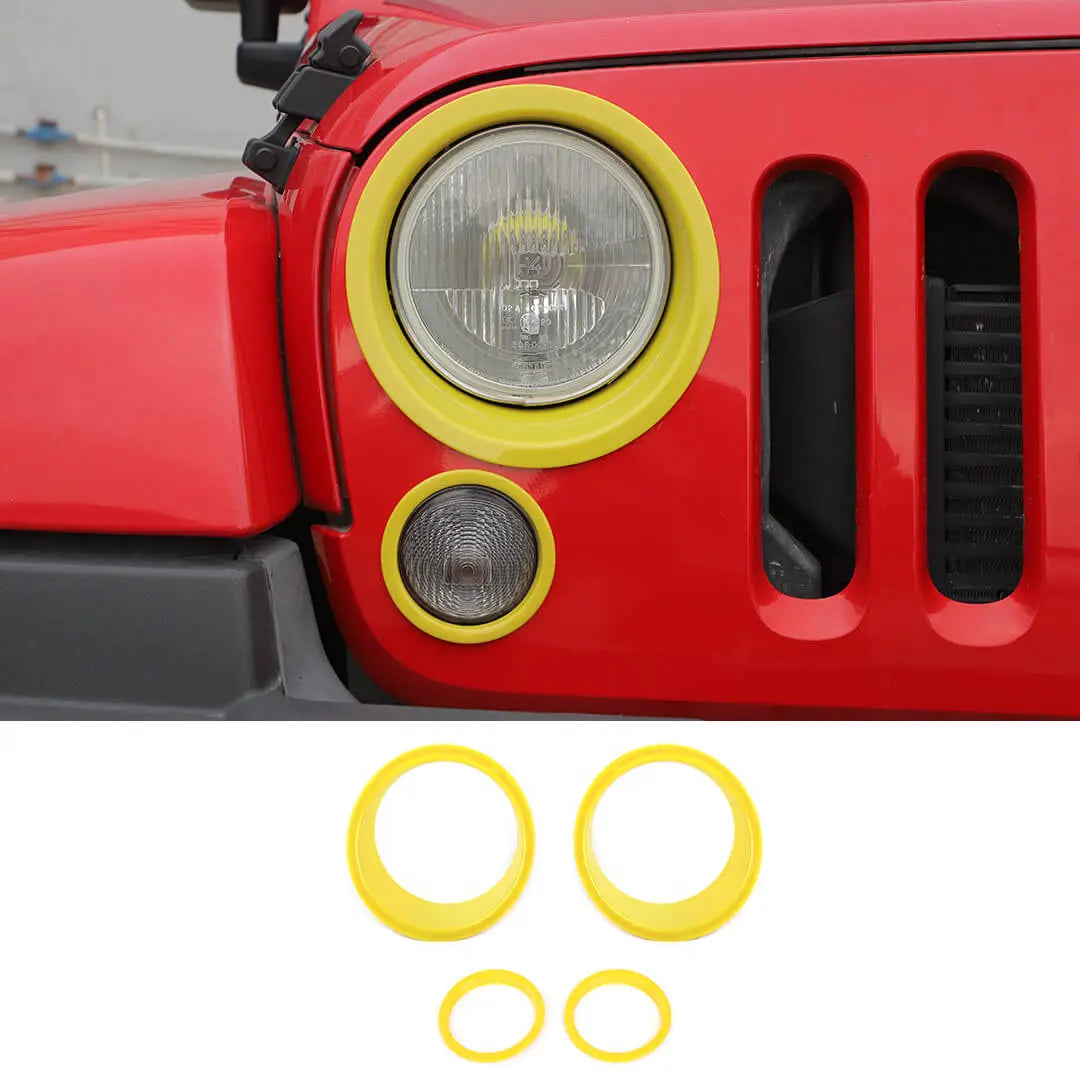 For 2007-2018 Jeep Wrangler JK Headlight Ring/Front Turn Signal Trim Bezels