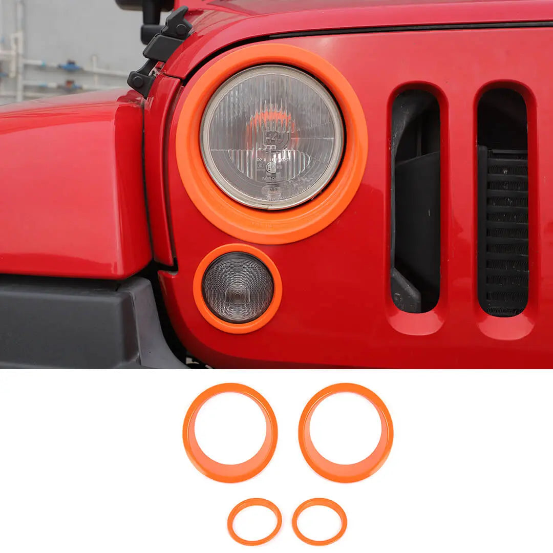 For 2007-2018 Jeep Wrangler JK Headlight Ring/Front Turn Signal Trim Bezels