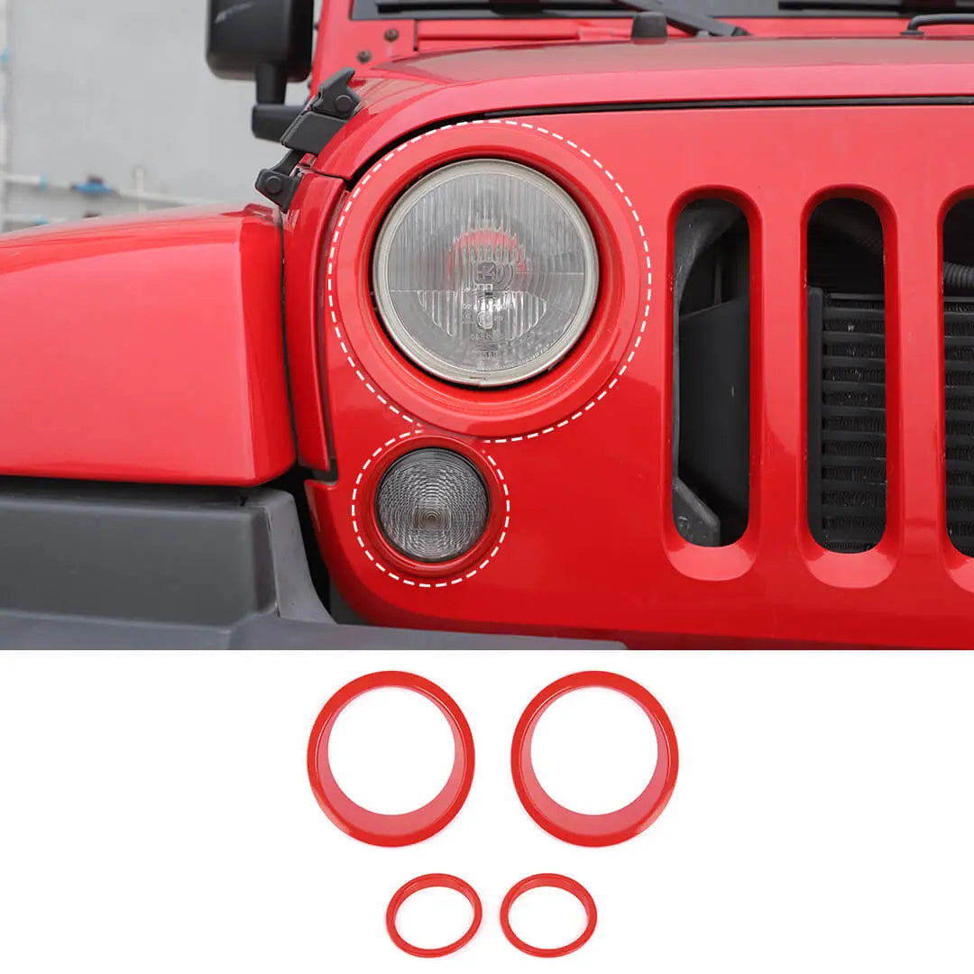 For 2007-2018 Jeep Wrangler JK Headlight Ring/Front Turn Signal Trim Bezels