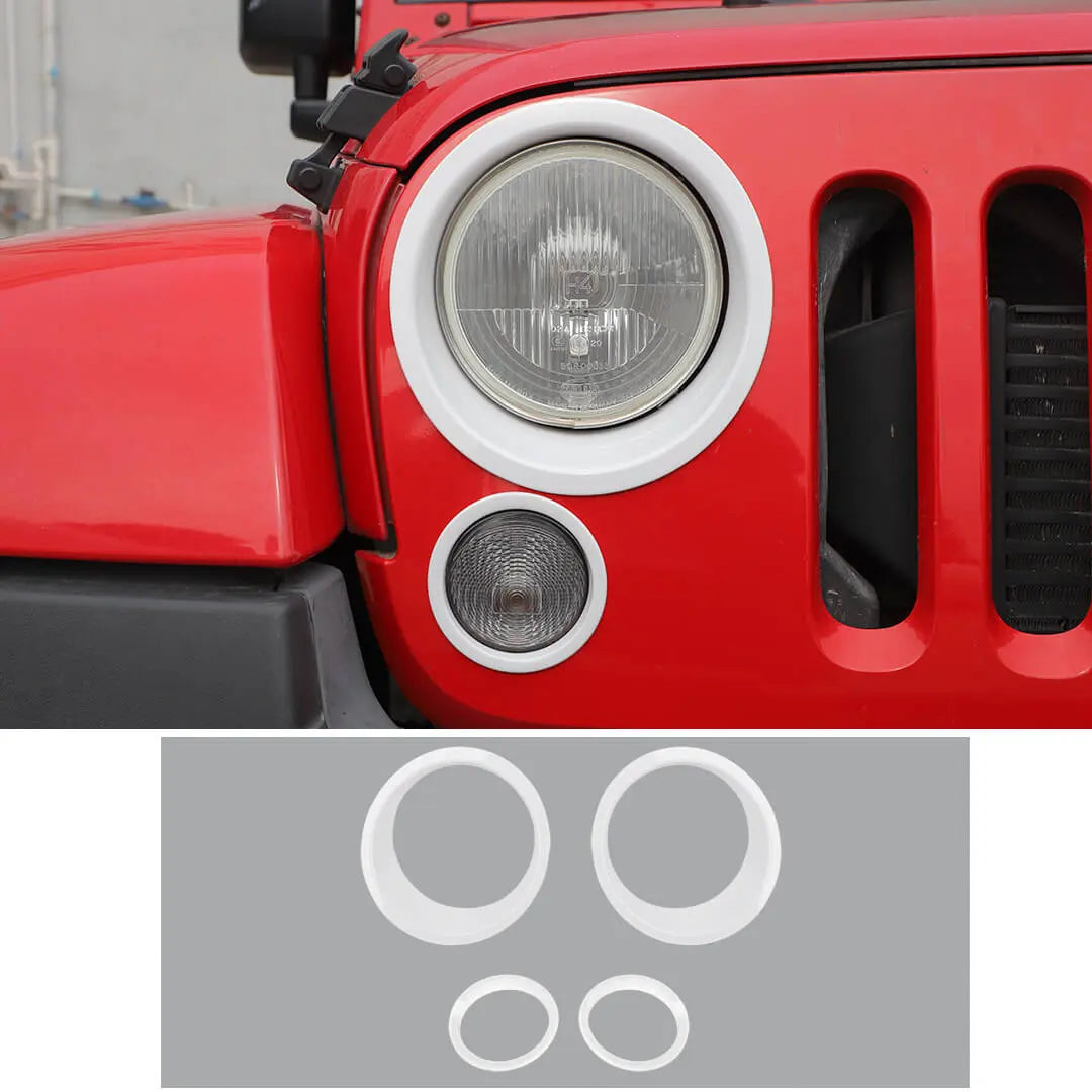 For 2007-2018 Jeep Wrangler JK Headlight Ring/Front Turn Signal Trim Bezels