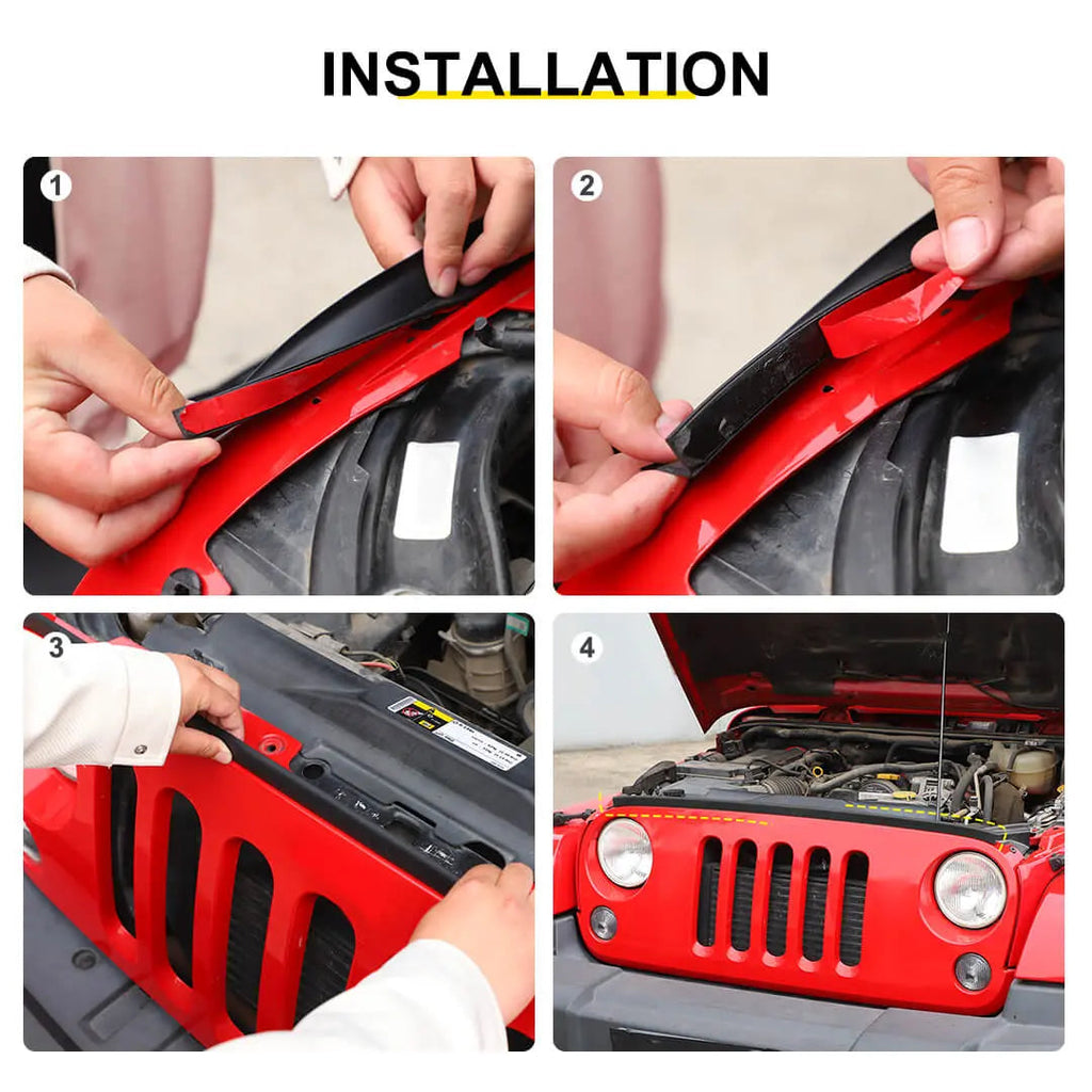 For 2007-2018 Jeep Wrangler JK Hood Front Edge Seal Hood to Grille Weatherstrip