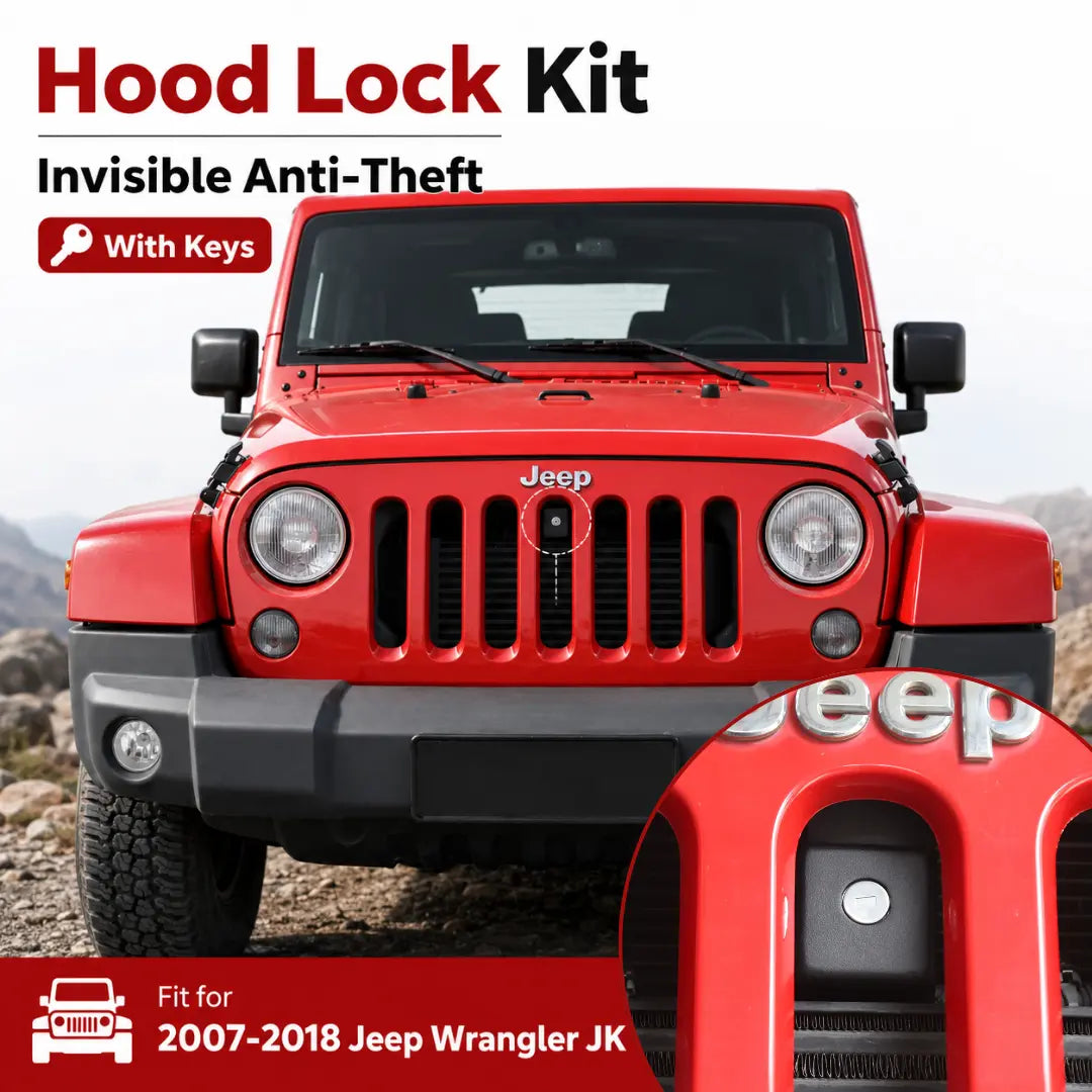 For 2007-2018 Jeep Wrangler JK Hood Lock Anti-Theft Invisible Lock Kit Latch Assembly With Keys