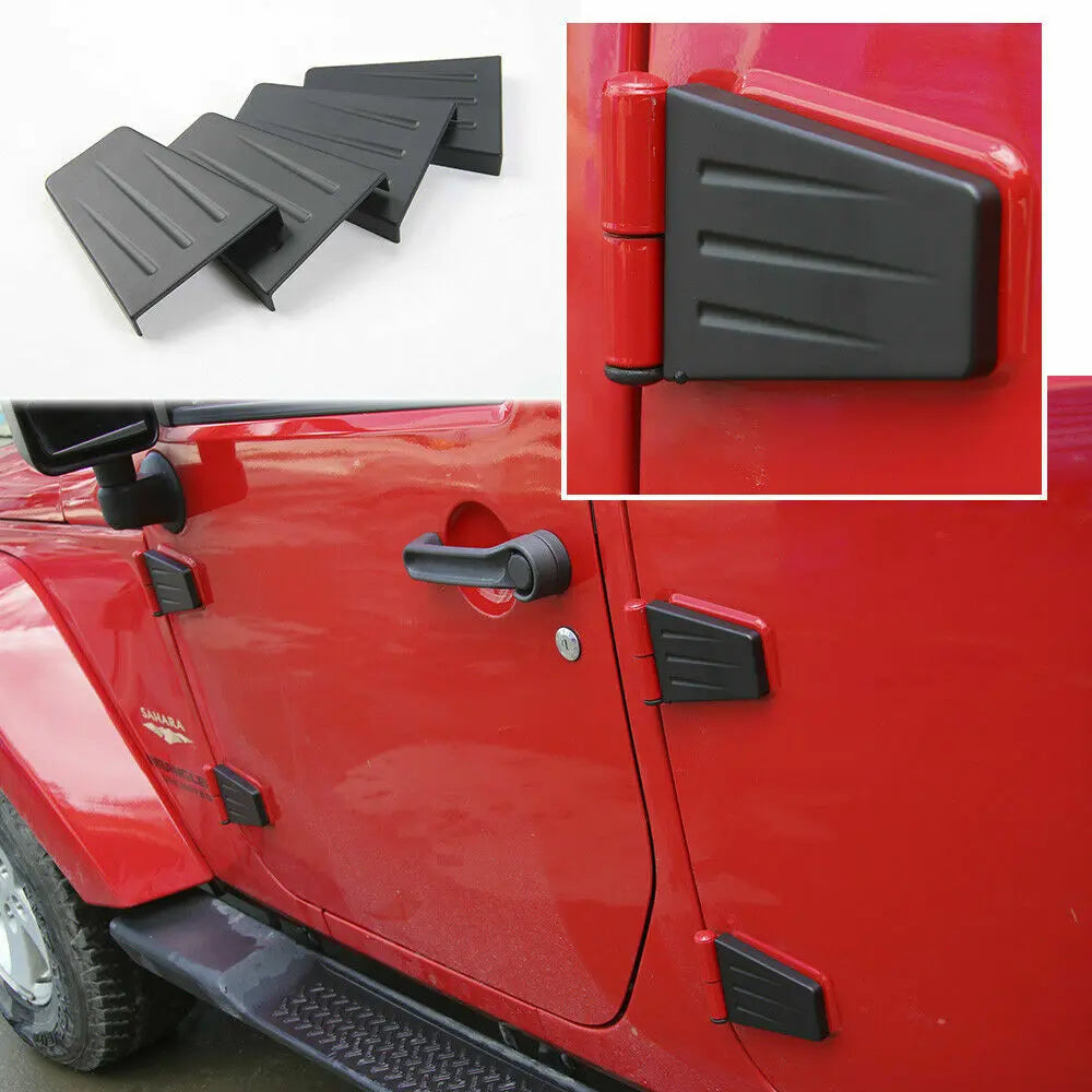 For 2007-2018 Jeep Wrangler JK Hood & Door Hinge Cover Trim Upgrade ABS Black