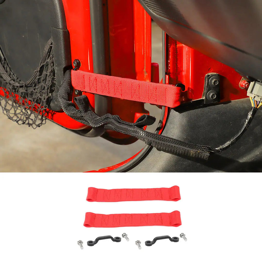 For 2007-2018 Jeep Wrangler JK Interior Car Door Limiting Strap Limit Stop Kit (4 pcs)