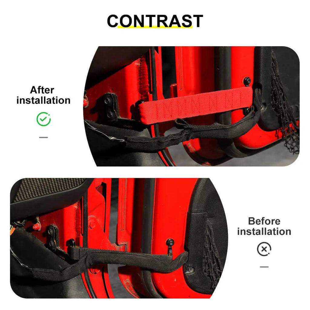 For 2007-2018 Jeep Wrangler JK Interior Car Door Limiting Strap Limit Stop Kit (4 pcs)