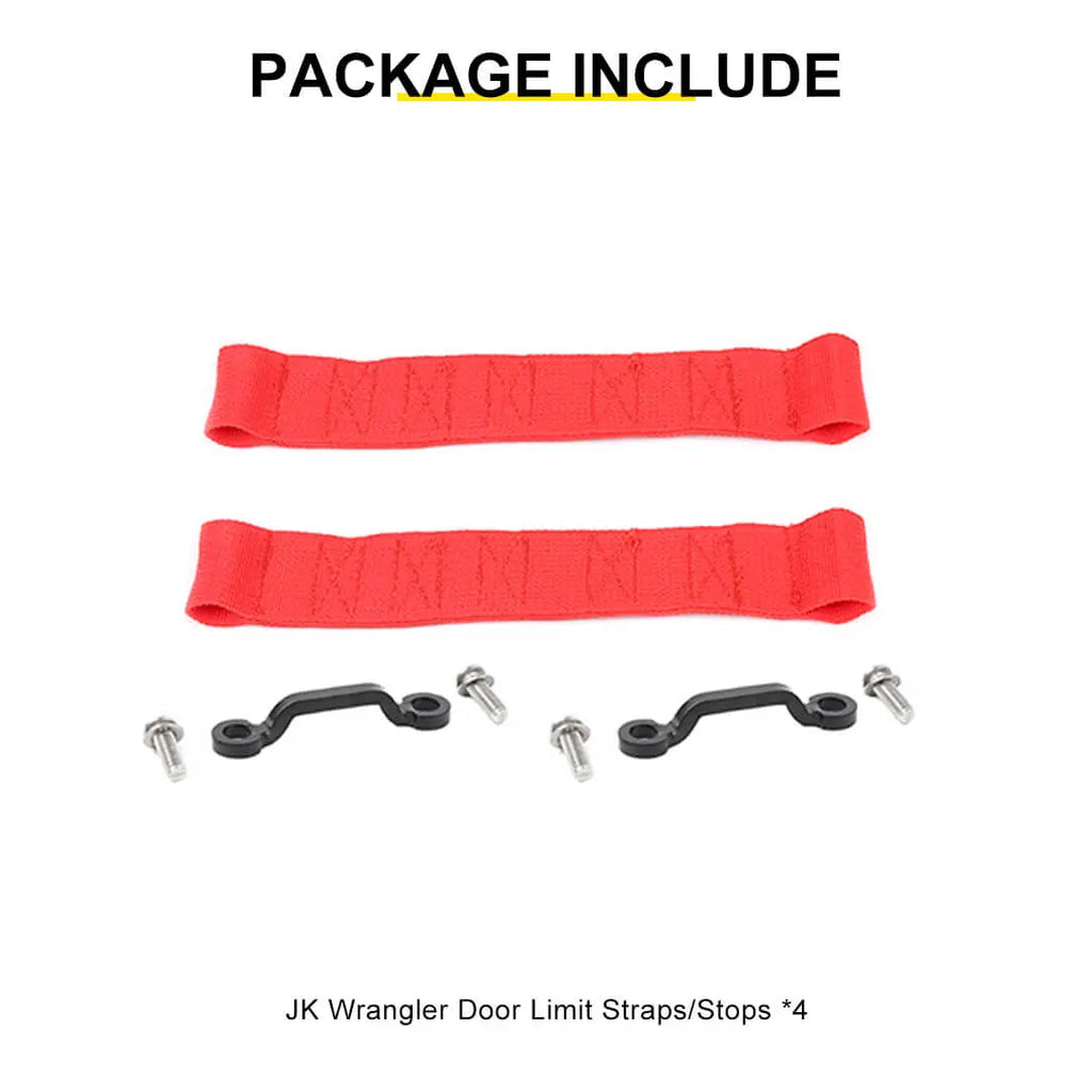 For 2007-2018 Jeep Wrangler JK Interior Car Door Limiting Strap Limit Stop Kit (4 pcs)