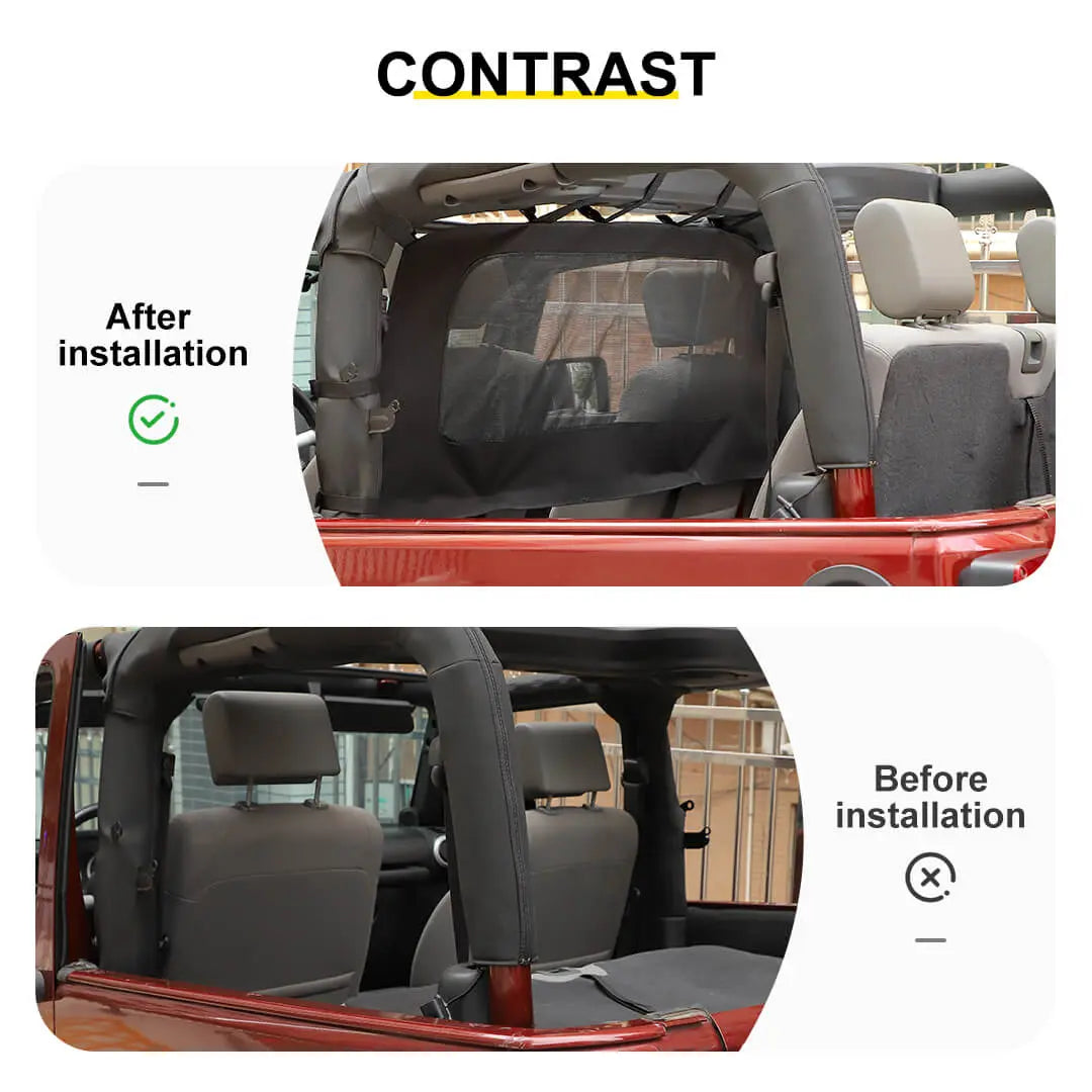 For 2007-2018 Jeep Wrangler JK Interior Seat Back Rear Isolation Pet Dog Net Accessories