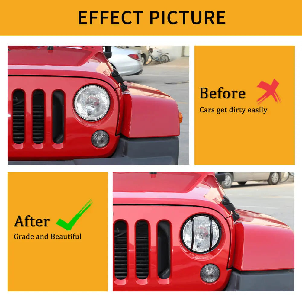 For 2007-2018 Jeep Wrangler JK Iron Front Headlight Lamp Protector Trim Guard