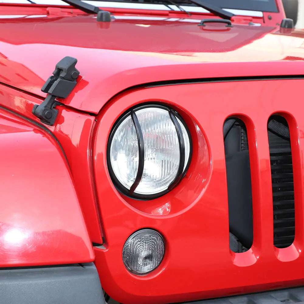 For 2007-2018 Jeep Wrangler JK Iron Front Headlight Lamp Protector Trim Guard