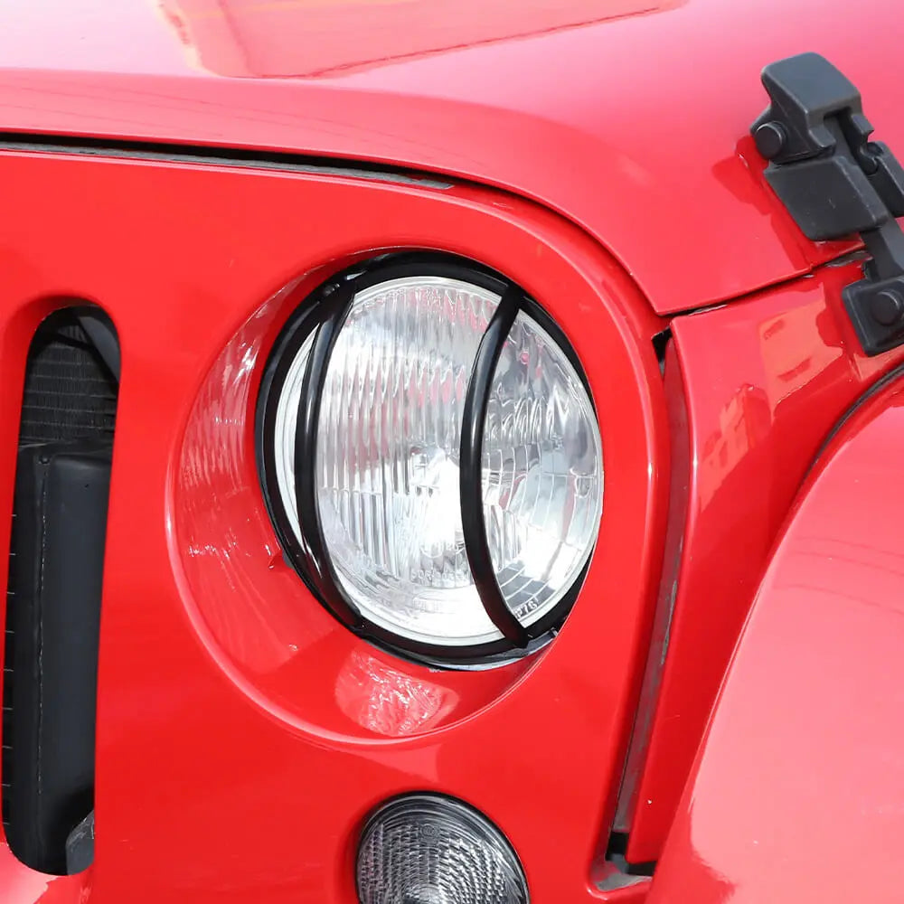 For 2007-2018 Jeep Wrangler JK Iron Front Headlight Lamp Protector Trim Guard