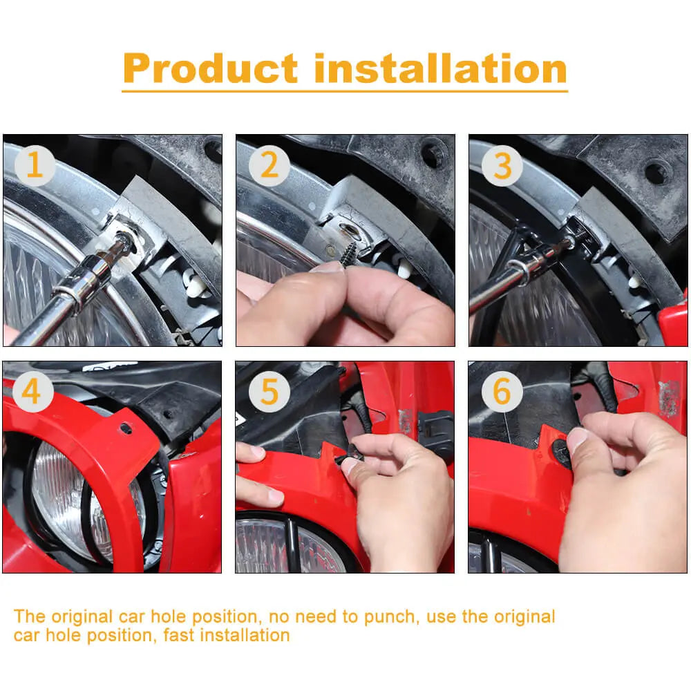 For 2007-2018 Jeep Wrangler JK Iron Front Headlight Lamp Protector Trim Guard