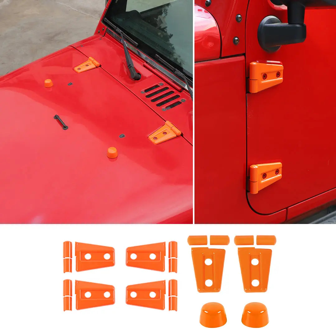 For 2007-2018 Jeep Wrangler JK JKU 2-Door Door Hinge Cover & Hood Hinge & Rubber Headgear Trim Cover Kit (8 pcs)