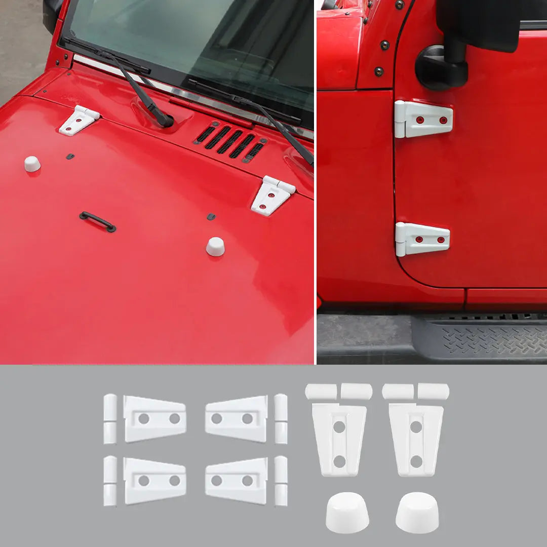 For 2007-2018 Jeep Wrangler JK JKU 2-Door Door Hinge Cover & Hood Hinge & Rubber Headgear Trim Cover Kit (8 pcs)