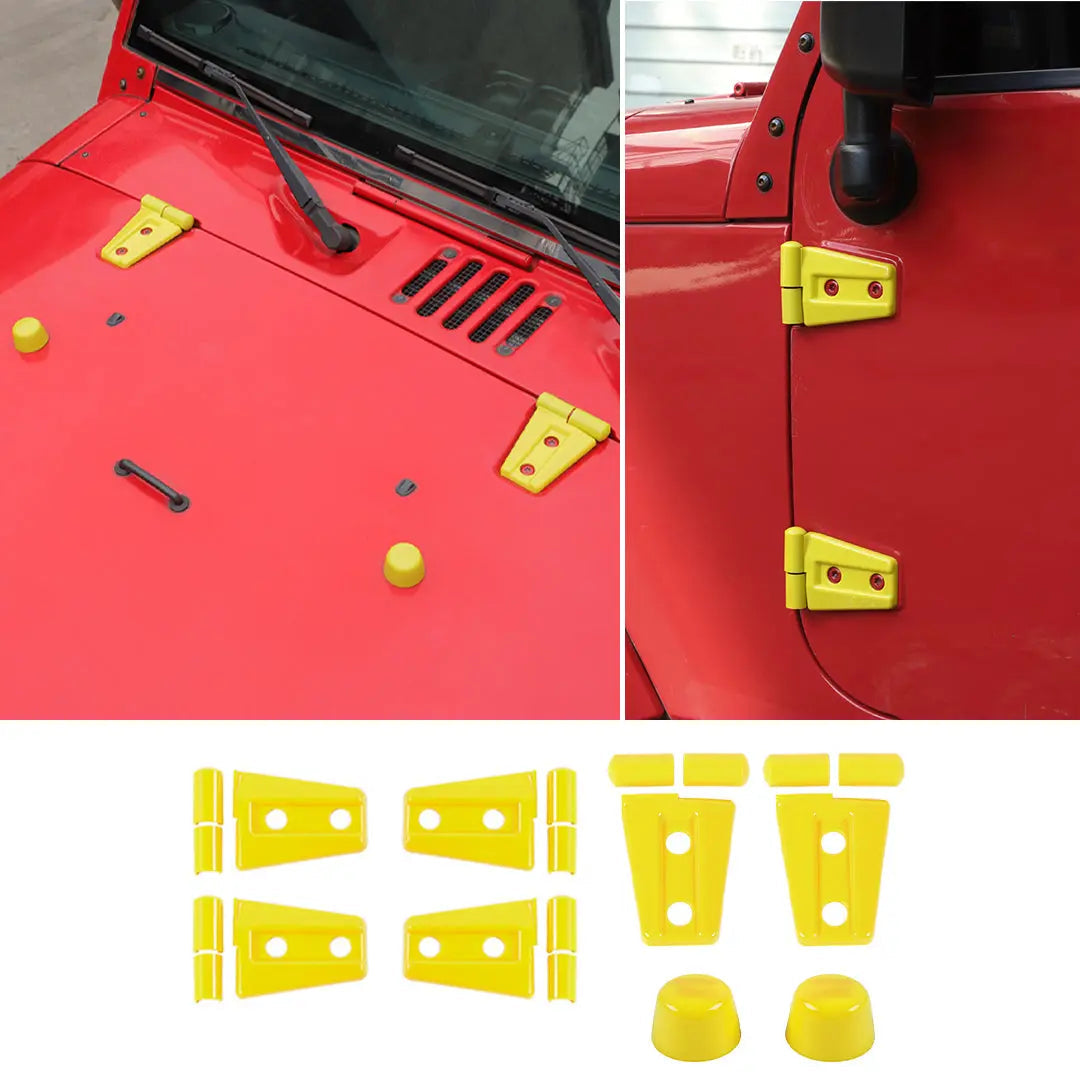 For 2007-2018 Jeep Wrangler JK JKU 2-Door Door Hinge Cover & Hood Hinge & Rubber Headgear Trim Cover Kit (8 pcs)