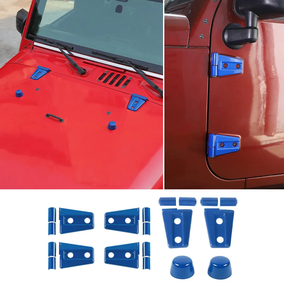 For 2007-2018 Jeep Wrangler JK JKU 2-Door Door Hinge Cover & Hood Hinge & Rubber Headgear Trim Cover Kit (8 pcs)