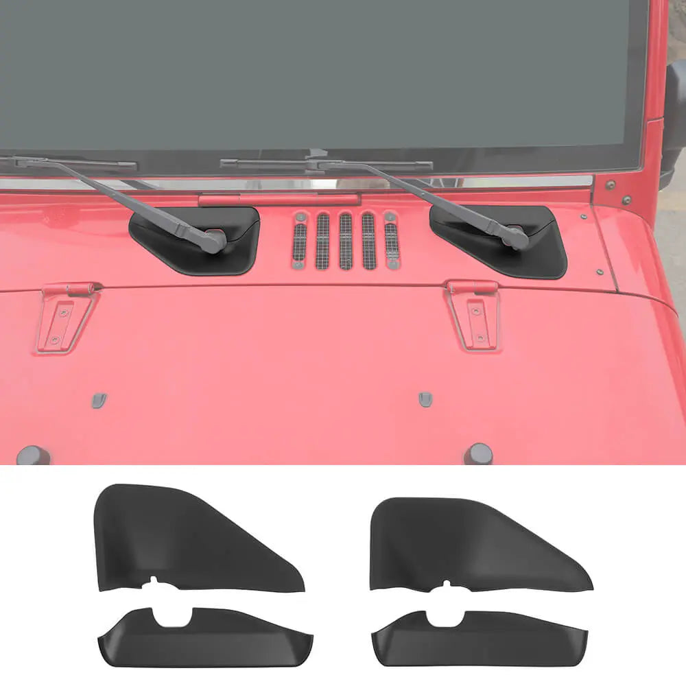 For 2007-2018 Jeep Wrangler JK JKU 2 Set Front Windshield Wiper Base Trim Cover - Hood Accent