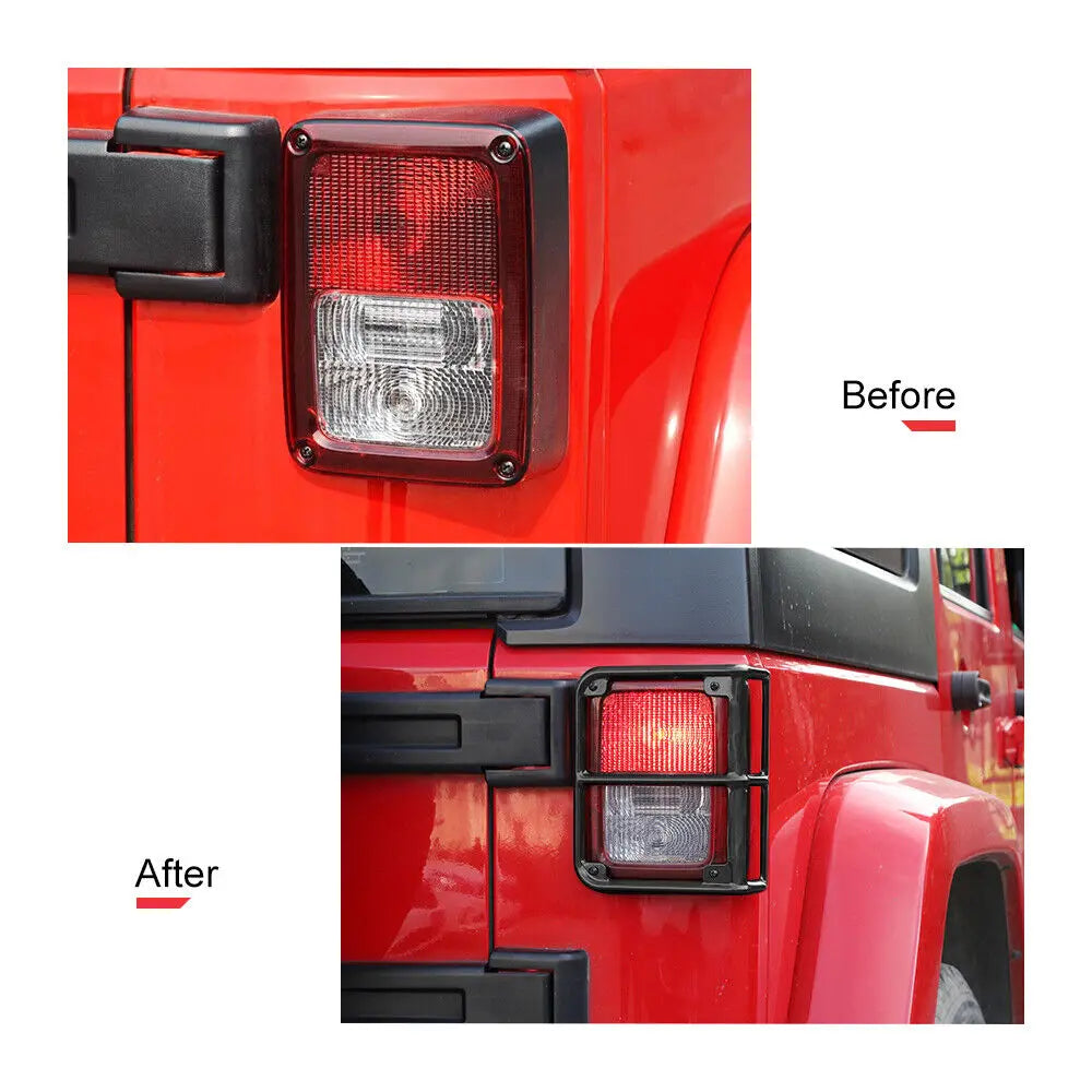 For 2007-2018 Jeep Wrangler JK JKU 2x Black Rear Tail Light Guard Lamp Trim