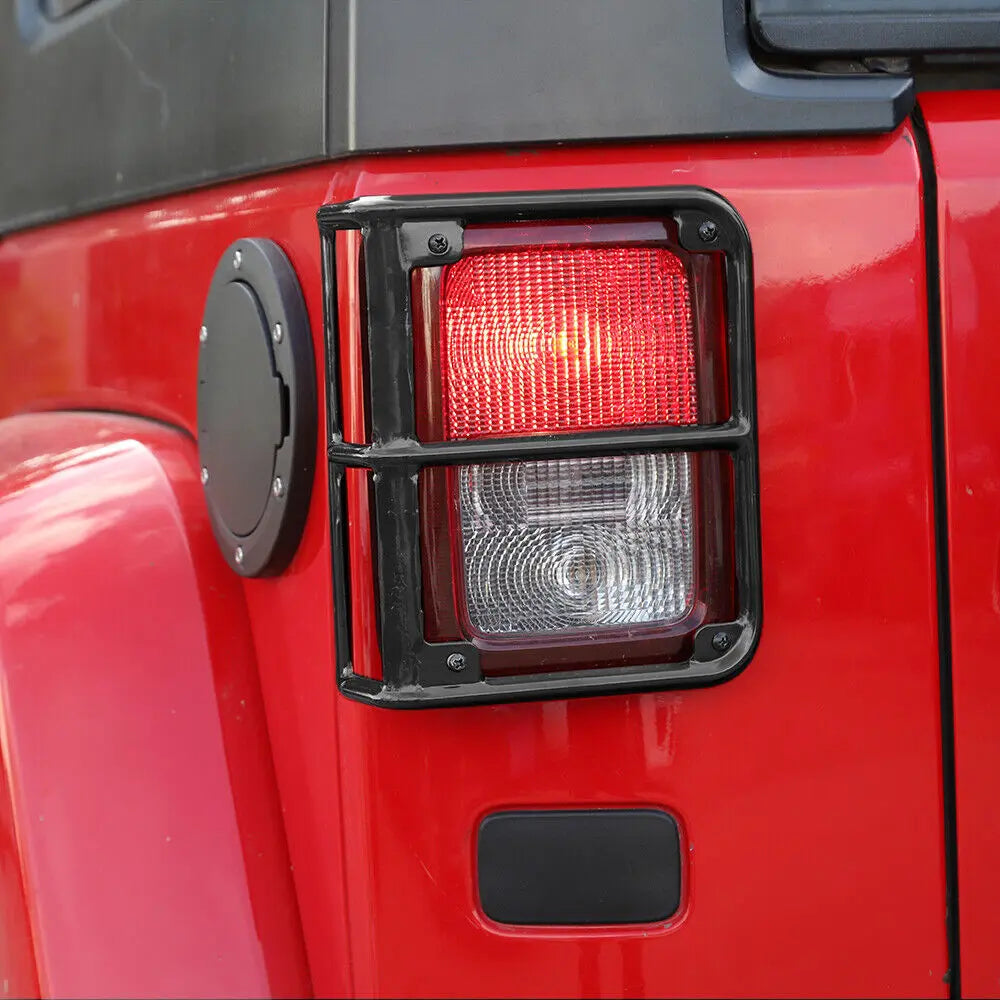 For 2007-2018 Jeep Wrangler JK JKU 2x Black Rear Tail Light Guard Lamp Trim