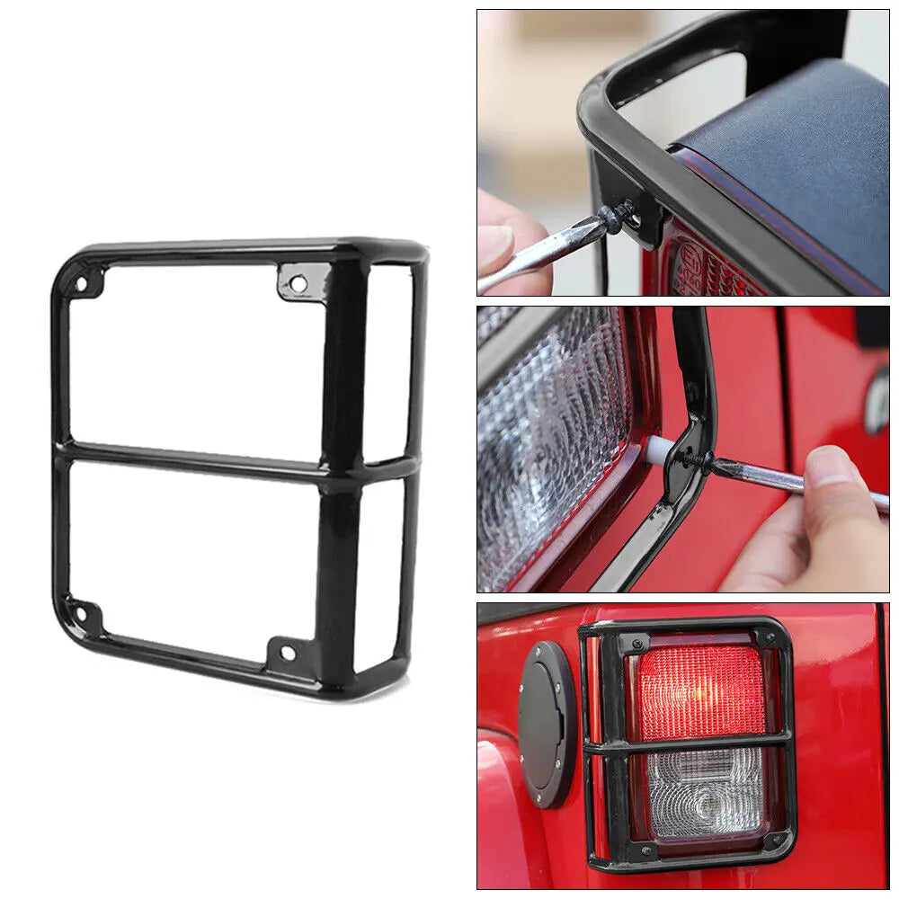 For 2007-2018 Jeep Wrangler JK JKU 2x Black Rear Tail Light Guard Lamp Trim