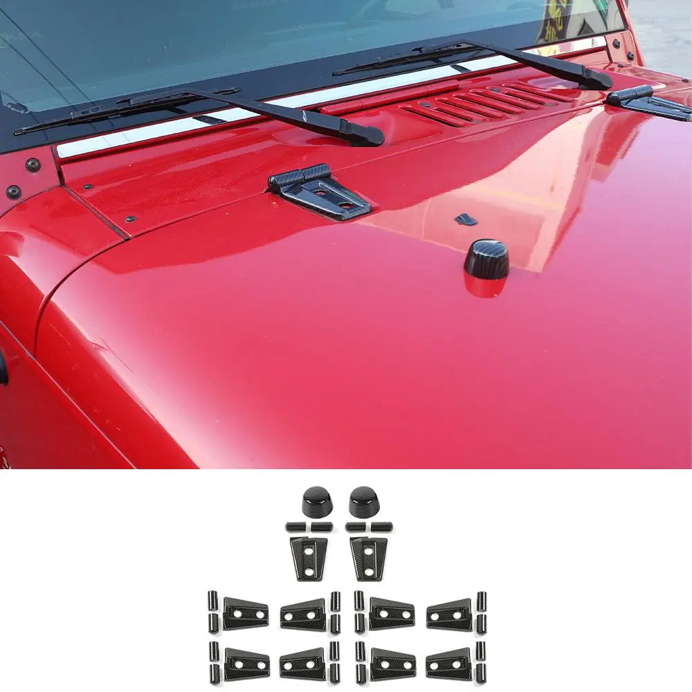 For 2007-2018 Jeep Wrangler JK JKU 4-Door Door Hinge Cover & Hood Hinge & Rubber Headgear Trim Cover Kit