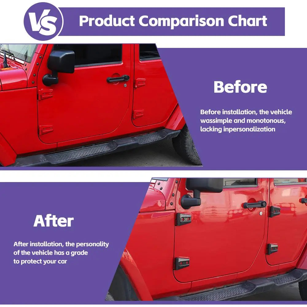 For 2007-2018 Jeep Wrangler JK JKU 4-Door Door Hinge Cover & Hood Hinge & Rubber Headgear Trim Cover Kit