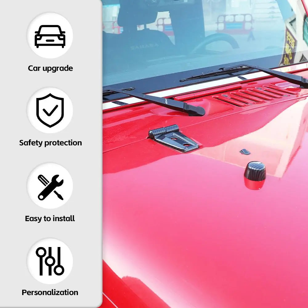For 2007-2018 Jeep Wrangler JK JKU 4-Door Door Hinge Cover & Hood Hinge & Rubber Headgear Trim Cover Kit