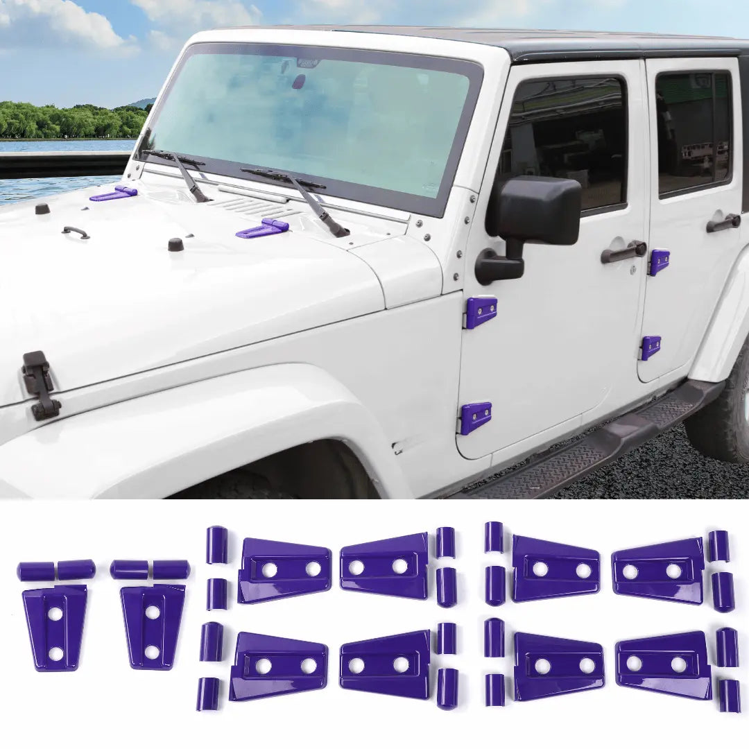 For 2007-2018 Jeep Wrangler JK JKU 4-Door Hood & Door Hinge Cover Trim Kit