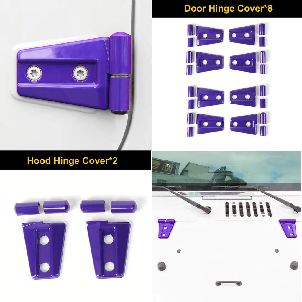 For 2007-2018 Jeep Wrangler JK JKU 4-Door Hood & Door Hinge Cover Trim Kit