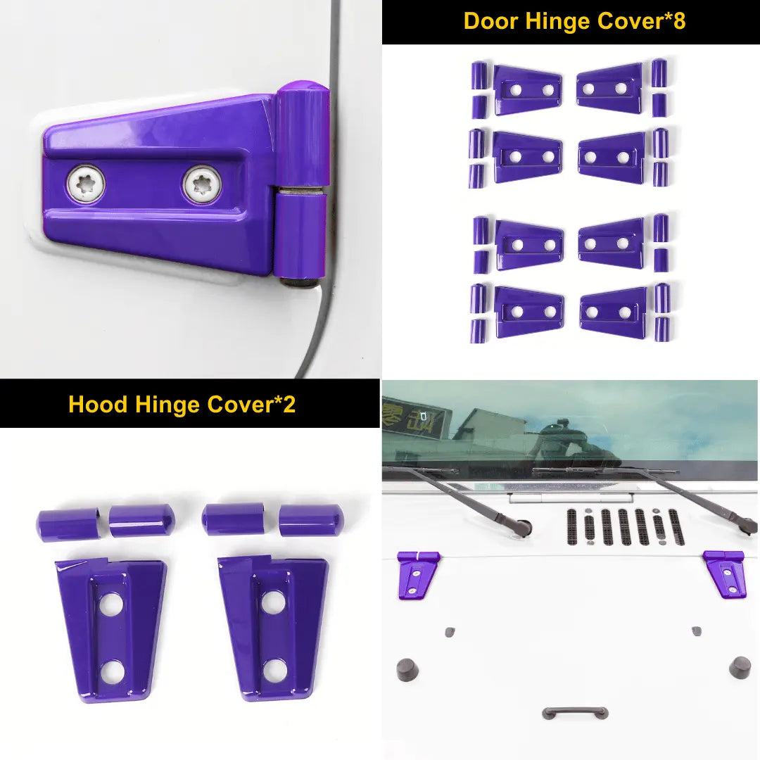 For 2007-2018 Jeep Wrangler JK JKU 4-Door Hood & Door Hinge Cover Trim Kit