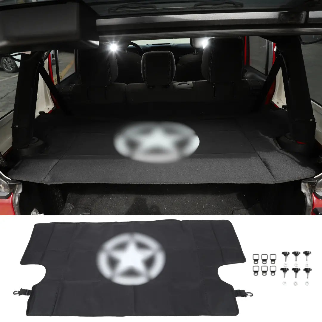 For 2007-2018 Jeep Wrangler JK JKU 4-Door Rear Cargo Cover Privacy Shade Trunk Luggage Cover Waterproof Nylon