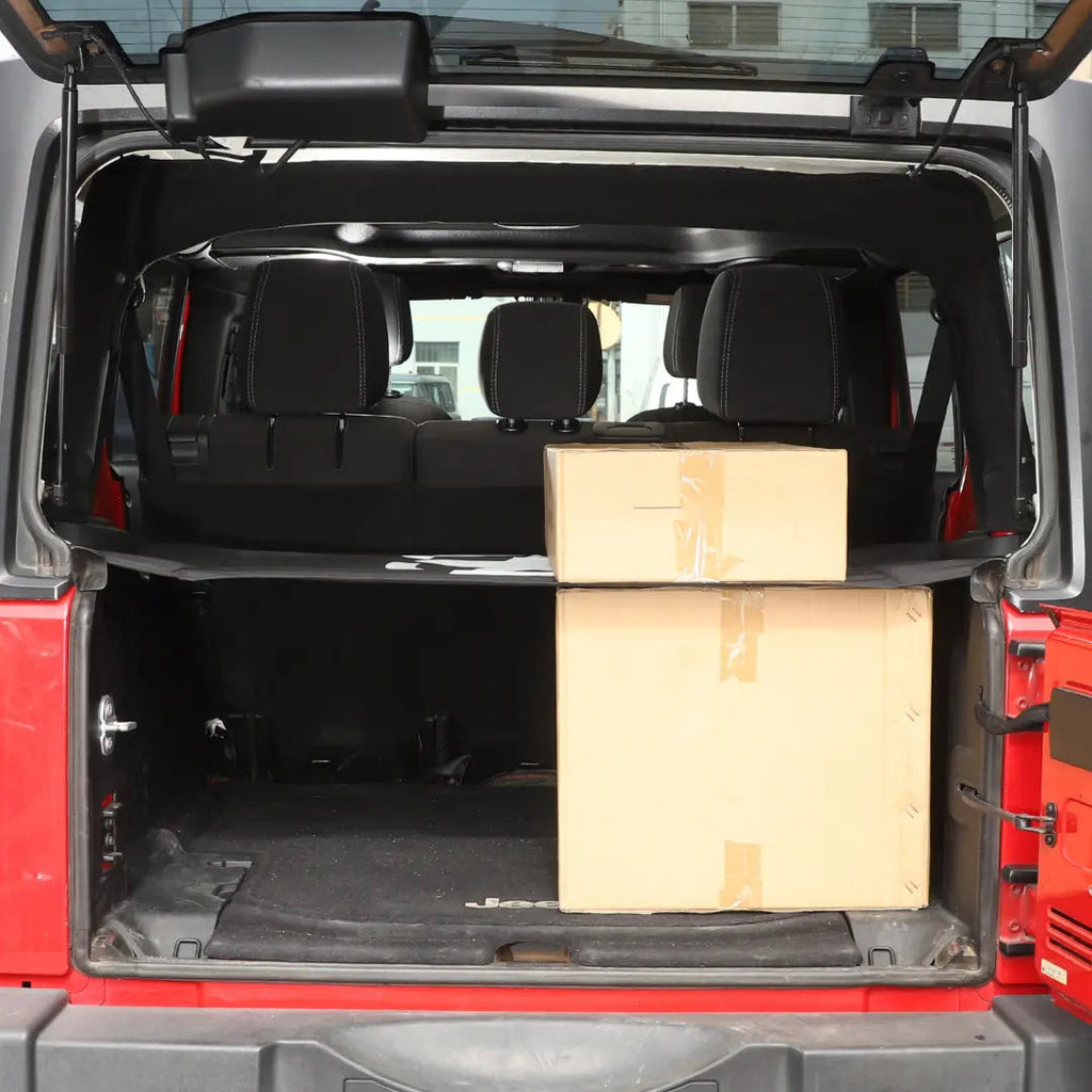 For 2007-2018 Jeep Wrangler JK JKU 4-Door Rear Cargo Cover Privacy Shade Trunk Luggage Cover Waterproof Nylon
