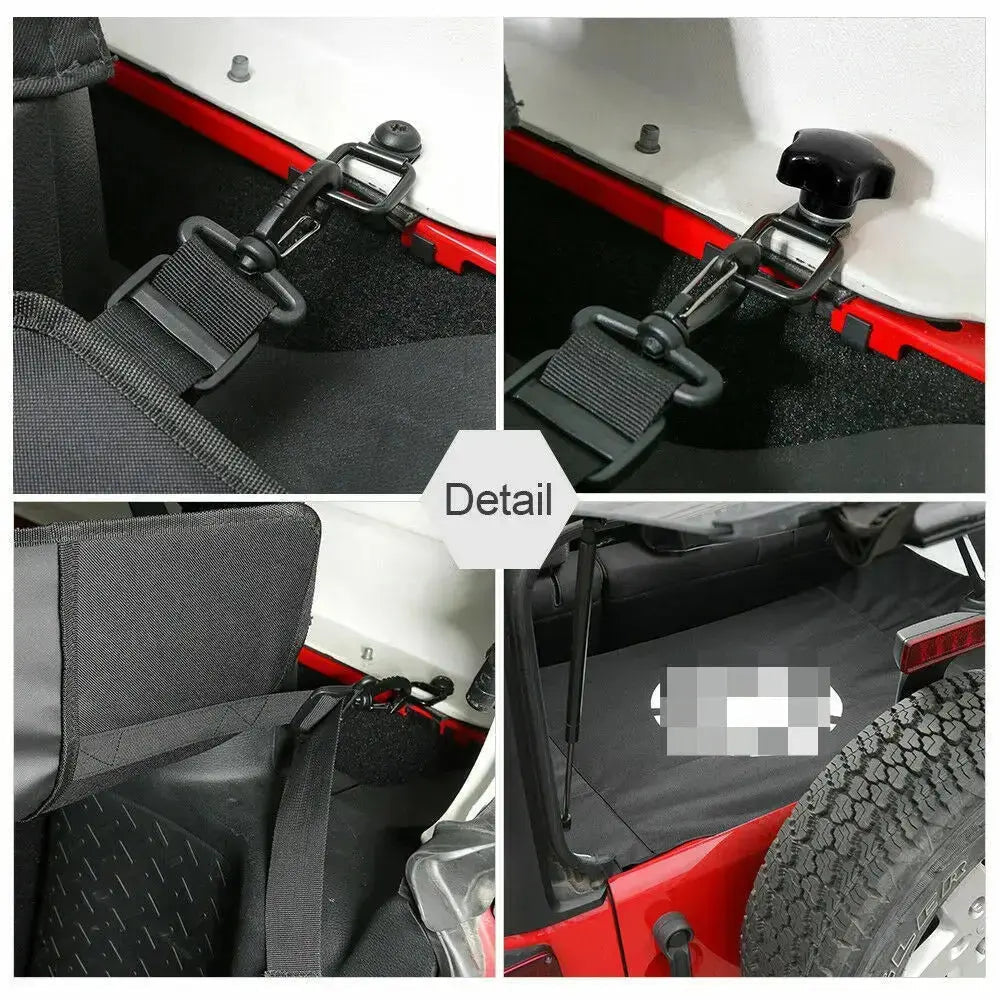 For 2007-2018 Jeep Wrangler JK JKU 4-Door Rear Cargo Cover Privacy Shade Trunk Luggage Cover Waterproof Nylon