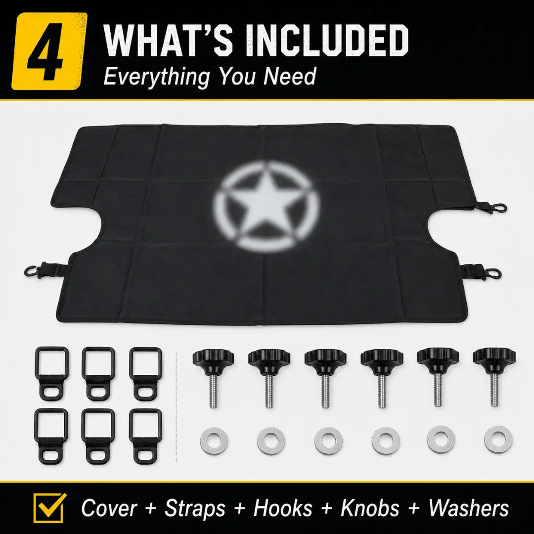 For 2007-2018 Jeep Wrangler JK JKU 4-Door Rear Cargo Cover Privacy Shade Trunk Luggage Cover Waterproof Nylon
