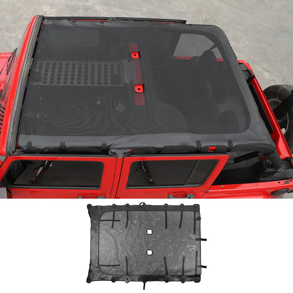 For 2007-2018 Jeep Wrangler JK JKU 4 Door Soft Leather Sunshade Top Full Length Cover Black