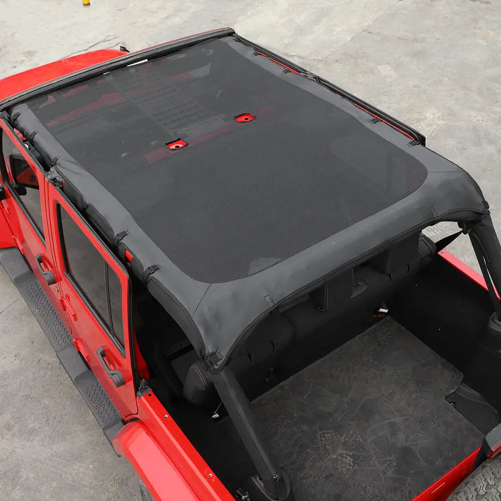 For 2007-2018 Jeep Wrangler JK JKU 4 Door Soft Leather Sunshade Top Full Length Cover Black
