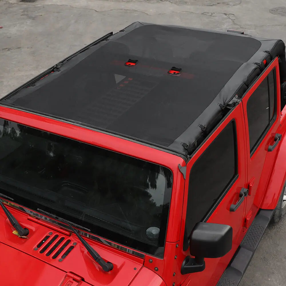 For 2007-2018 Jeep Wrangler JK JKU 4 Door Soft Leather Sunshade Top Full Length Cover Black