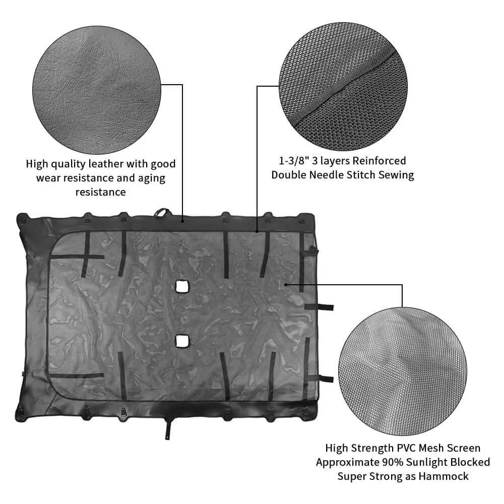 For 2007-2018 Jeep Wrangler JK JKU 4 Door Soft Leather Sunshade Top Full Length Cover Black