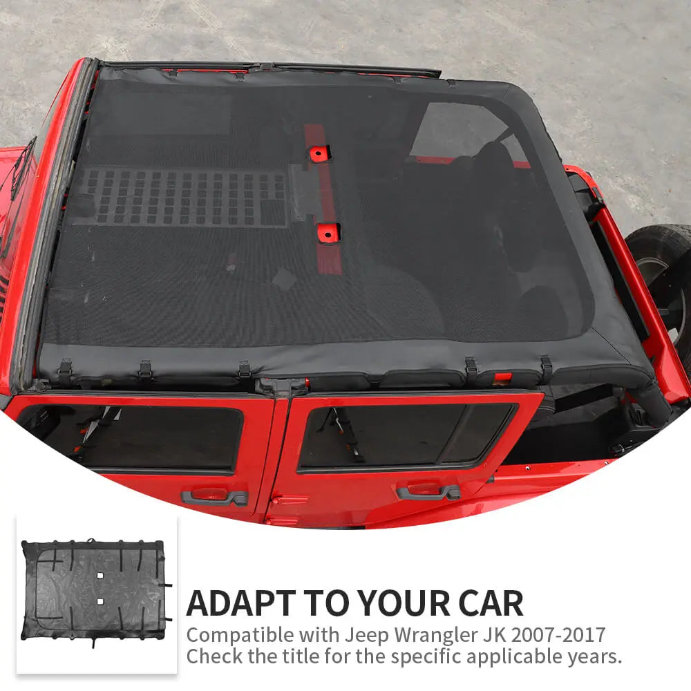 For 2007-2018 Jeep Wrangler JK JKU 4 Door Soft Leather Sunshade Top Full Length Cover Black