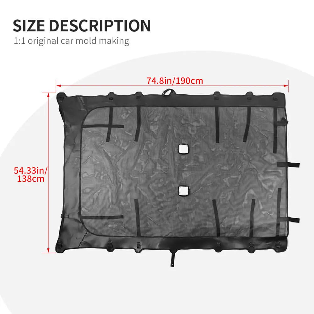 For 2007-2018 Jeep Wrangler JK JKU 4 Door Soft Leather Sunshade Top Full Length Cover Black
