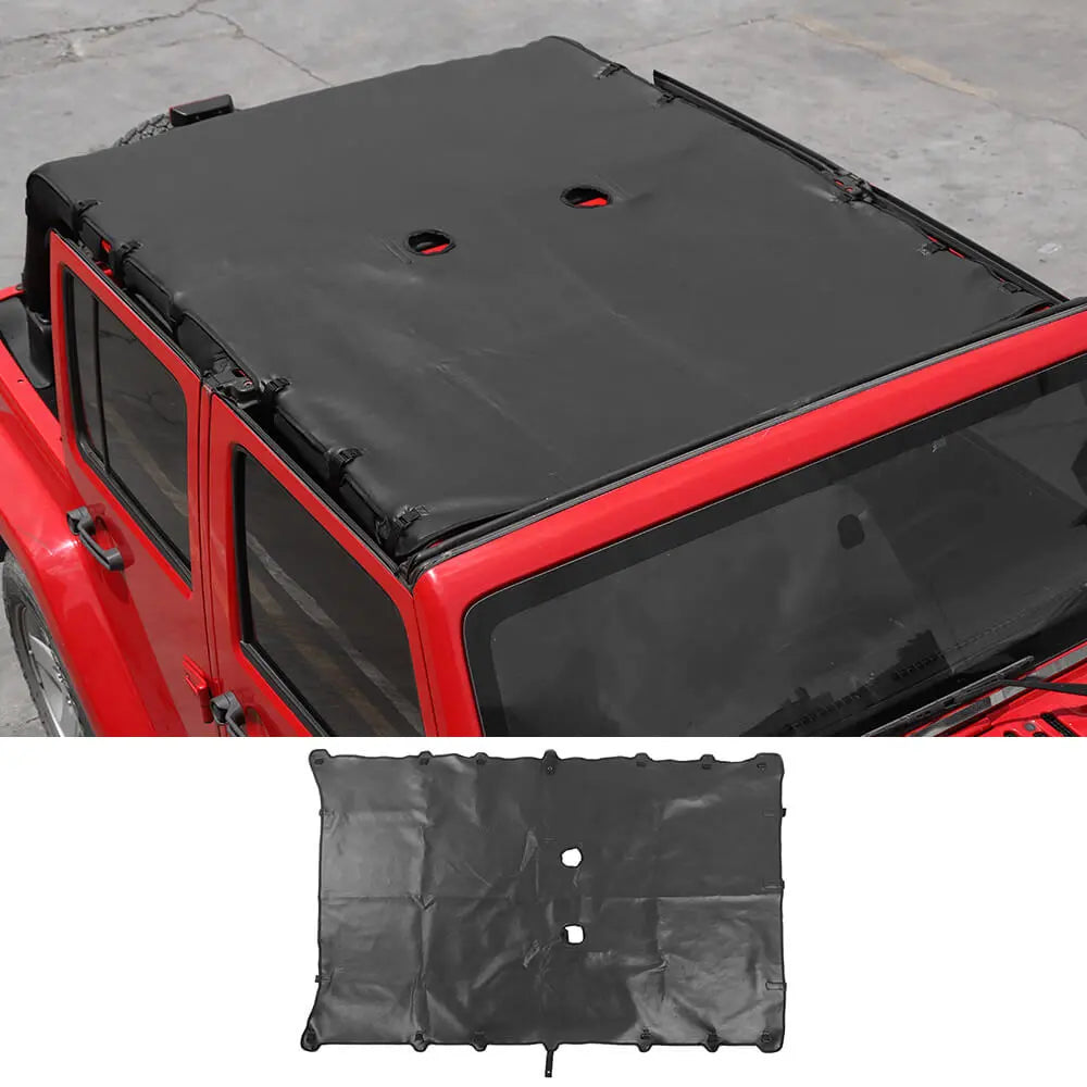 For 2007-2018 Jeep Wrangler JK JKU 4 Door Soft Leather Sunshade Top Full Length Cover Black