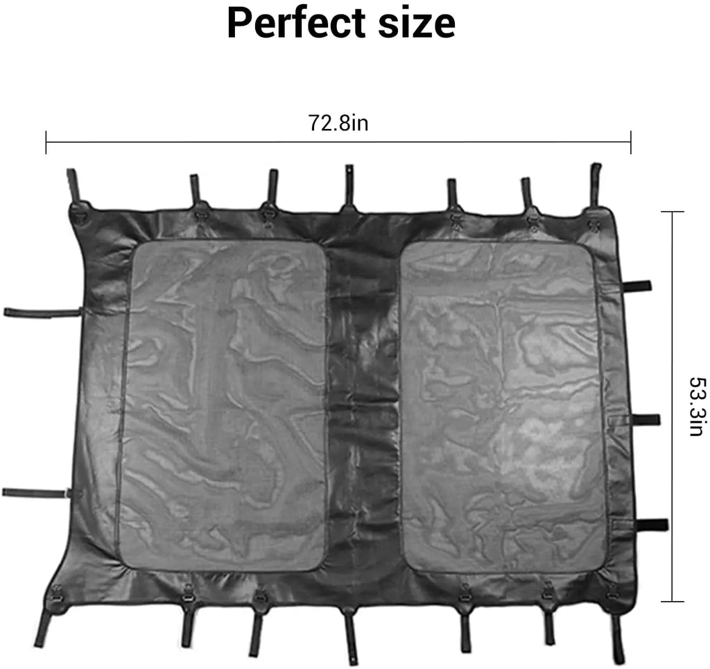 For 2007-2018 Jeep Wrangler JK JKU 4 Door Sunshade leather Mesh Sun Shade Bikini Top